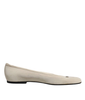 Dolce &amp; Gabbana Beige Fabric Slip On Ballerina Flats Shoes