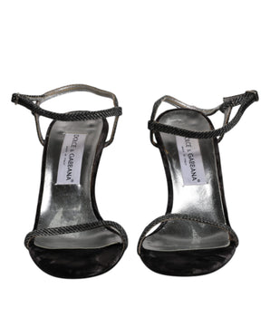 Dolce &amp; Gabbana Black Ankle Strap High Heels Sandals Shoes