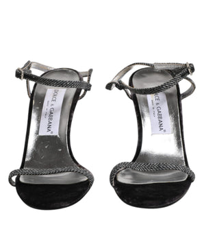 Dolce &amp; Gabbana Black Ankle Strap High Heels Sandals Shoes