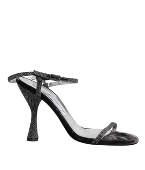 Dolce &amp; Gabbana Black Ankle Strap High Heels Sandals Shoes