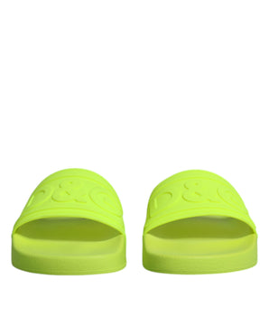 Dolce &amp; Gabbana Green Rubber Slides Sandals Beachwear Shoes