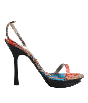 Dolce &amp; Gabbana Multicolor Floral High Heels Sandals Shoes