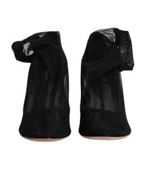 Dolce &amp; Gabbana Black Nylon Mesh Sock Style Boots Shoes