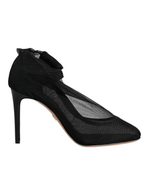 Dolce &amp; Gabbana Black Nylon Mesh Sock Style Boots Shoes