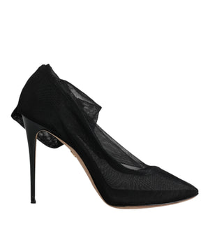 Dolce &amp; Gabbana Black Nylon Mesh Sock Style Boots Shoes