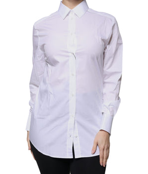 Camisa de manga larga con cuello de algodón blanco de Dolce &amp; Gabbana