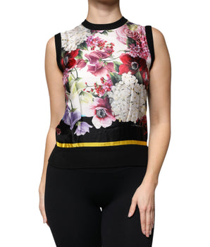 Dolce &amp; Gabbana Multicolor Floral Silk Sleeveless Tank Blouse Top