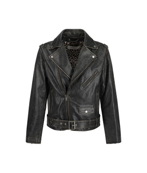 Golden Goose Brown Calf Leather Bos Taurus Biker Jacket