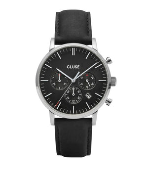 Cluse Black Leather Dress Watch