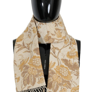 Dolce & Gabbana Elegant Beige Gold Jacquard Stole Scarf