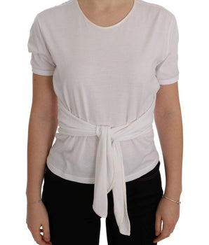 Dolce & Gabbana Elegant White Wrap Blouse with Crystal Accents Dolce & Gabbana 