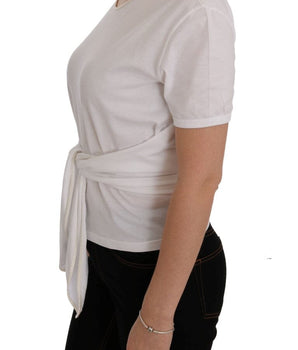 Dolce & Gabbana Elegant White Wrap Blouse with Crystal Accents Dolce & Gabbana 