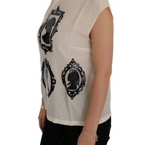 Dolce & Gabbana Embroidered Silk Sicily Frame Blouse