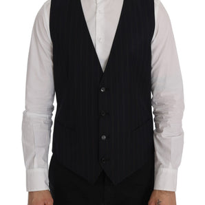 Dolce & Gabbana Elegant Striped Wool Blend Vest Waistcoat