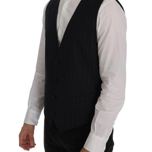 Dolce &amp; Gabbana Elegant Striped Wool Blend Vest Waistcoat