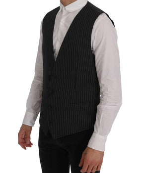 Dolce & Gabbana Elegant Gray Striped Vest Waistcoat Dolce & Gabbana 