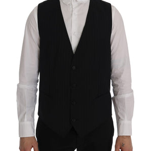 Dolce &amp; Gabbana Elegant Blue Striped Waistcoat Vest