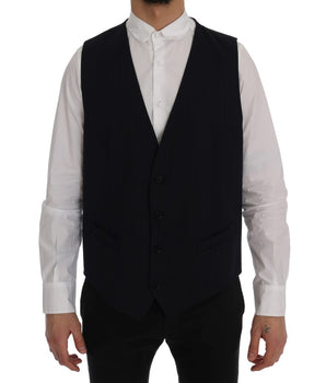 Dolce & Gabbana Blue STAFF Wool Stretch Vest