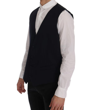 Dolce & Gabbana Blue STAFF Wool Stretch Vest