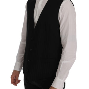 Dolce & Gabbana Elegant Striped Wool Blend Waistcoat Vest