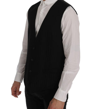 Dolce & Gabbana Elegant Striped Wool Blend Waistcoat Vest Dolce & Gabbana 