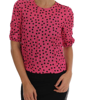 Dolce & Gabbana Chic Pink Polka Dotted Silk Blouse Dolce & Gabbana 