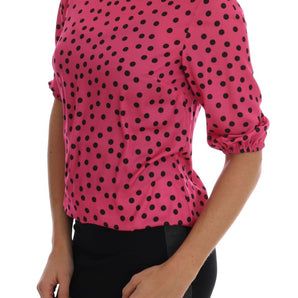 Dolce &amp; Gabbana Blusa Chic De Seda Rosa Con Lunares