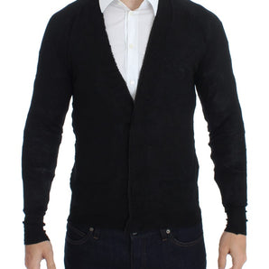 Costume National Elegant Black Merino Wool Cardigan