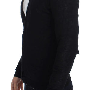 Costume National Elegant Black Merino Wool Cardigan