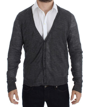 Costume National Elegant Gray Wool Blend Cardigan Sweater Costume National 