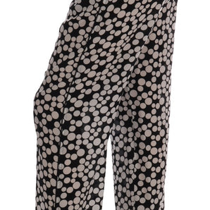 Dolce &amp; Gabbana Elegant Polka Dot Silk High-Waist Pants