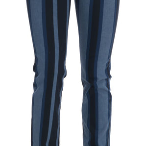 Dolce &amp; Gabbana Chic Blue Striped Slim Fit Girly Jeans