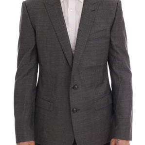 Dolce & Gabbana Sleek Gray Checkered Wool Blazer