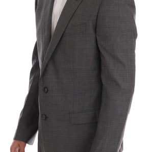 Dolce &amp; Gabbana Sleek Gray Checkered Wool Blazer