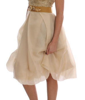 Dolce &amp; Gabbana Elegant Embellished Lace &amp; Organza Silk Dress