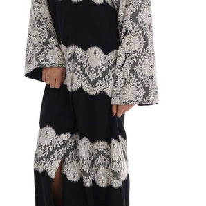 Dolce &amp; Gabbana Elegant Silk Floral Lace Kaftan Maxi Dress