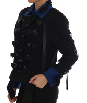 Dolce &amp; Gabbana Chic Black &amp; Blue Short Trench Jacket