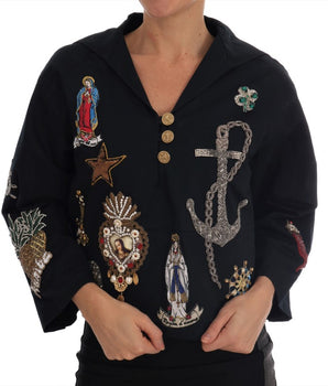 Dolce &amp; Gabbana Enchanted Blue Crystal Embroidered Coat