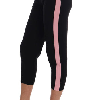Dolce & Gabbana Black Stretch Pink Stripes Capri Pants Dolce & Gabbana 
