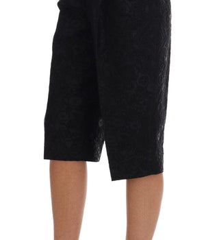 Dolce & Gabbana Black Brocade High Waist Capri Shorts Dolce & Gabbana 