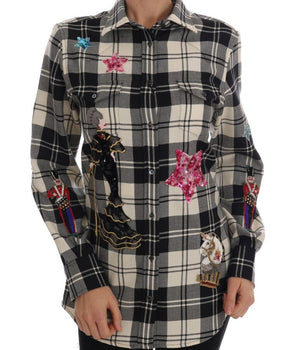 Dolce & Gabbana Black White Fairy Tale Crystal Shirt Dolce & Gabbana 