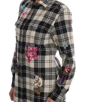 Dolce & Gabbana Black White Fairy Tale Crystal Shirt Dolce & Gabbana 