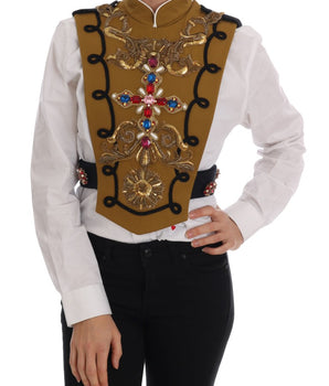 Dolce & Gabbana Yellow Crystal Cross Vest Jacket