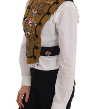 Dolce & Gabbana Yellow Crystal Cross Vest Jacket