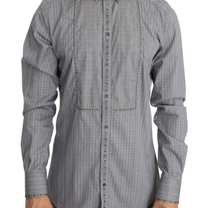 Dolce & Gabbana Elegant Gray Checkered Slim Fit Casual Shirt