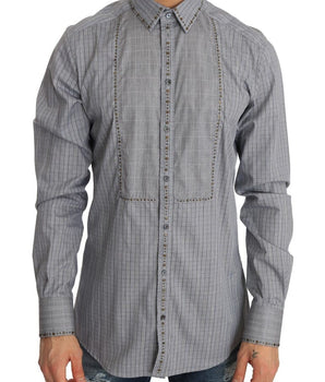 Dolce & Gabbana Elegant Gray Checkered Slim Fit Casual Shirt Dolce & Gabbana 