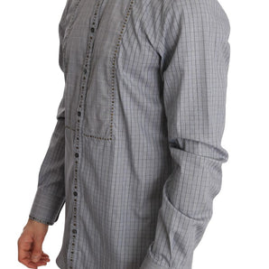 Dolce &amp; Gabbana Elegant Gray Checkered Slim Fit Casual Shirt