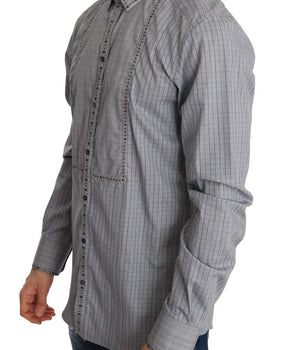 Dolce & Gabbana Elegant Gray Checkered Slim Fit Casual Shirt Dolce & Gabbana 
