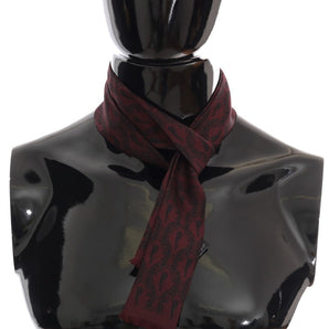 Dolce &amp; Gabbana Silk Bordeaux Crown Chili Print Mens Scarf