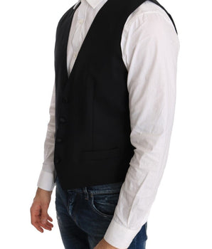 Dolce & Gabbana Elegant Slim Fit Formal Vest in Black Dolce & Gabbana 